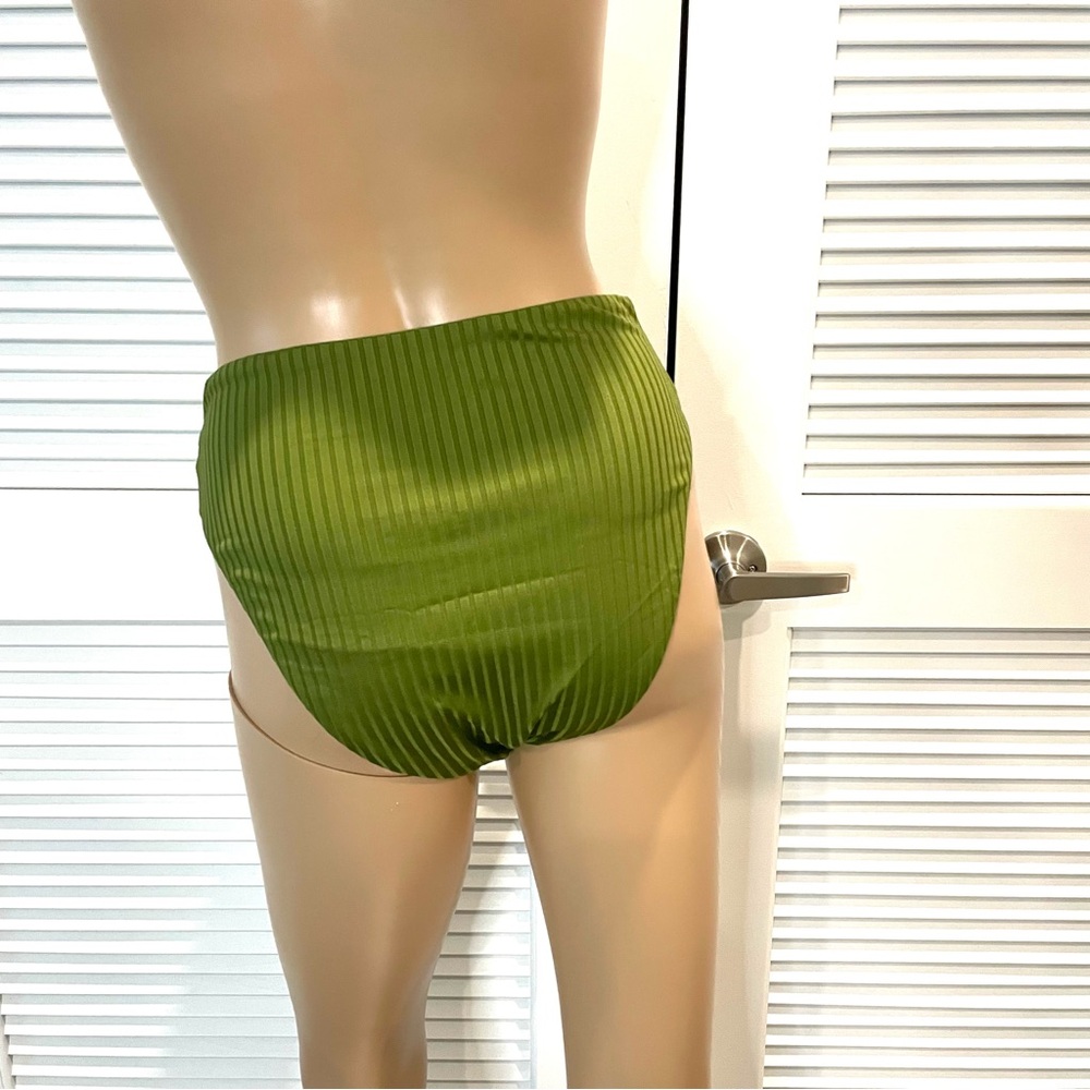 J.Crew wide-rib high-rise in canteen green and tortoise Bikini Bottom - Picture 5 of 7